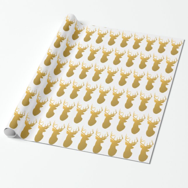 Papier Cadeau Vacances modernes de silhouette de cerfs communs (Déroulé)