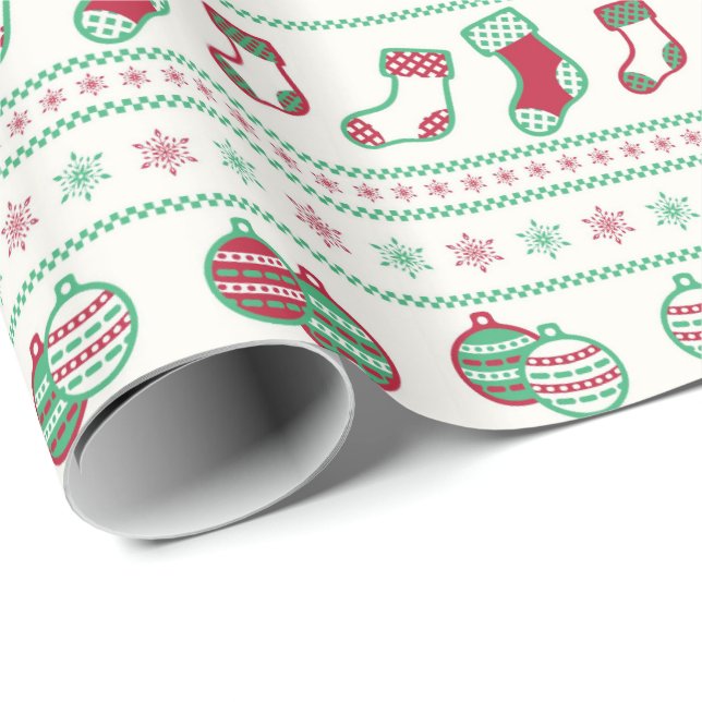 Papier Cadeau Vacances Motif de Noël moche (Coin rond)