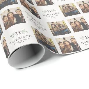 Papier Cadeau Vacances photo personnalisées en monogramme rustiq