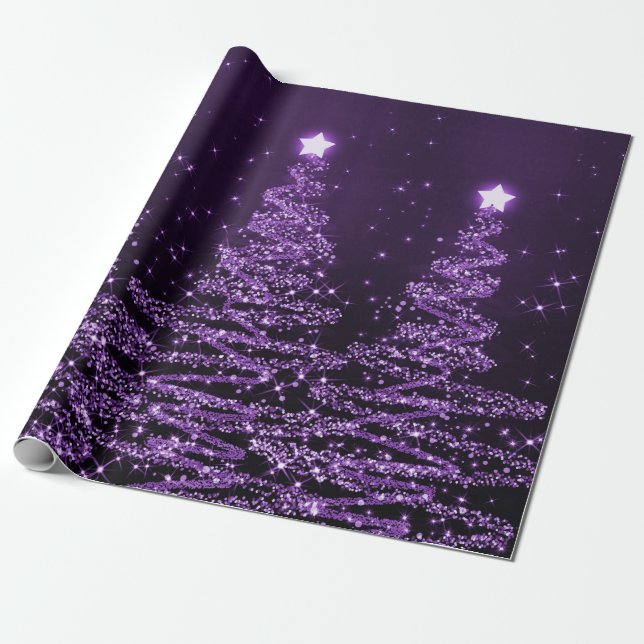 Papier Cadeau Vacances pourpres d'arbres de Noël de parties (Déroulé)