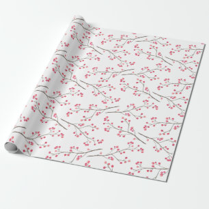 Papier Cadeau Vacances rouges d'aquarelle de baies de branche de