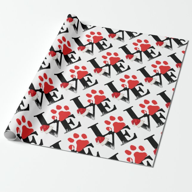 Papier Cadeau Vacances Santapaws - empreinte de patte dans (Déroulé)