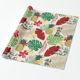 Papier Cadeau Vacances tropicales hawaïennes ALO-HO-HA 