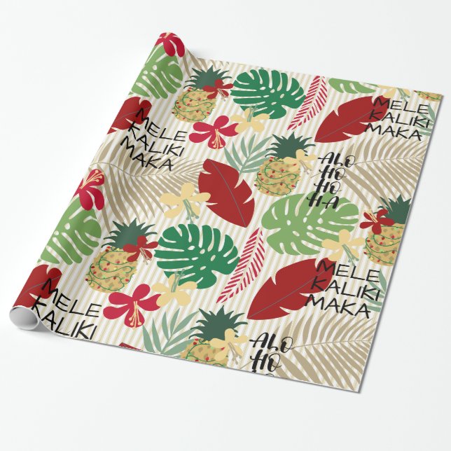 Papier Cadeau Vacances tropicales hawaïennes ALO-HO-HA  (Déroulé)