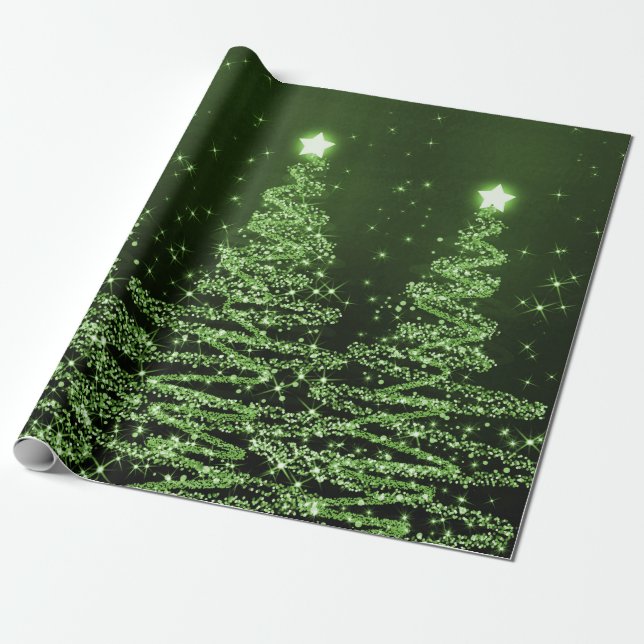 Papier Cadeau Vacances vertes d'arbres de Noël de parties (Déroulé)