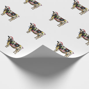 Papier Cadeau Vache arbre de Noël bétail festif ferme