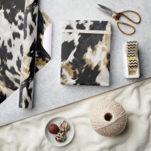Papier Cadeau Vache blanche noire
