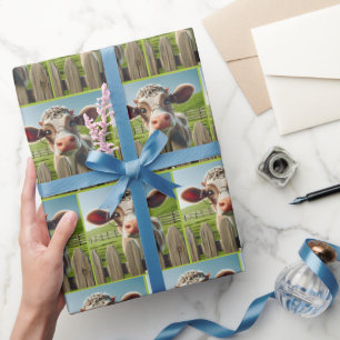 Papier Cadeau Vache de dessin avec lunettes de vue
