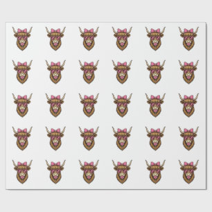 Papier Cadeau Vache des Highlands mignonne avec des lunettes à m
