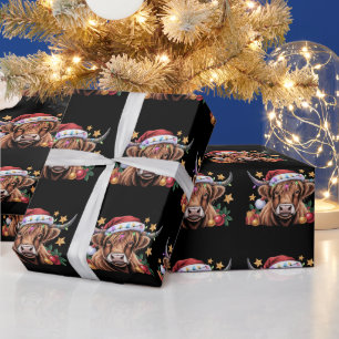 Papier Cadeau Vache des Highlands Noël Génisses Ferme Agriculteu