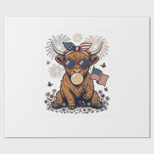 Papier Cadeau Vache écossaise patriotique Bubblegum Gravure vint