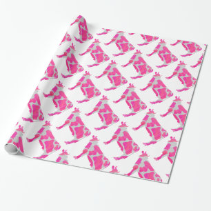 Papier Cadeau Vache rose chaud et blanc Silhouette