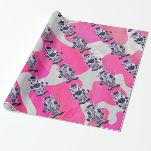 Papier Cadeau Vache Sauvage Rose et Blanche