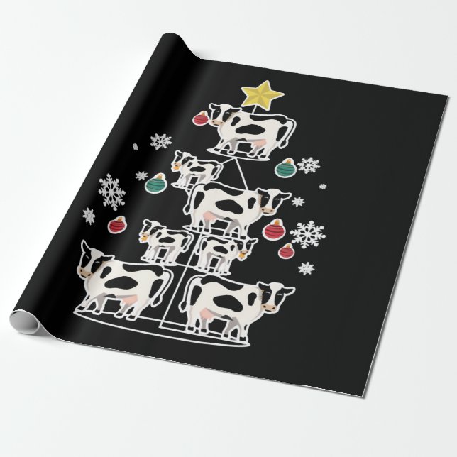 Papier Cadeau Vache vilaine arbre de Noël (Déroulé)
