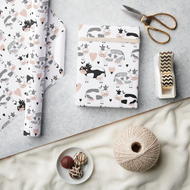 Papier Cadeau Vaches agricoles de campagne mignonnes (Artisanat)