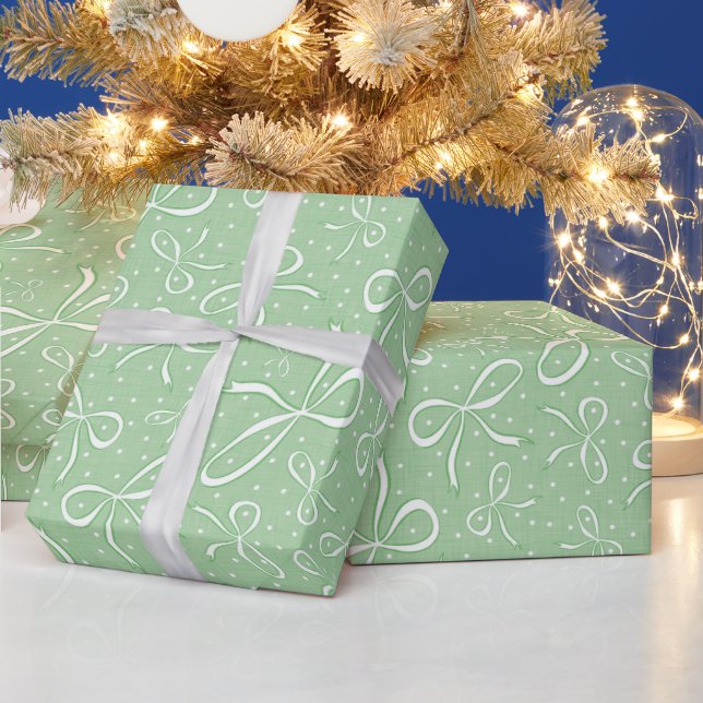 Papier Cadeau Vaches de coquette verte délicates (Vacances)