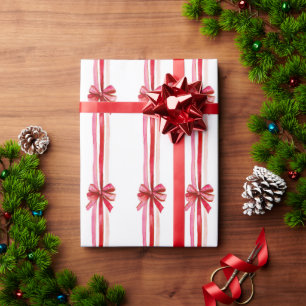 Papier Cadeau Vaches de Noël roses et rouges