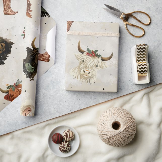 Papier Cadeau Vaches des Highlands - Enveloppement (Artisanat)