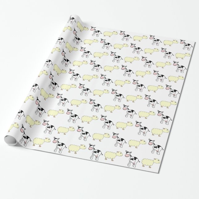 Papier Cadeau Vaches et moutons (Déroulé)