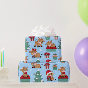 Papier Cadeau Vaches mures Noël Vacances hiver Motif moderne