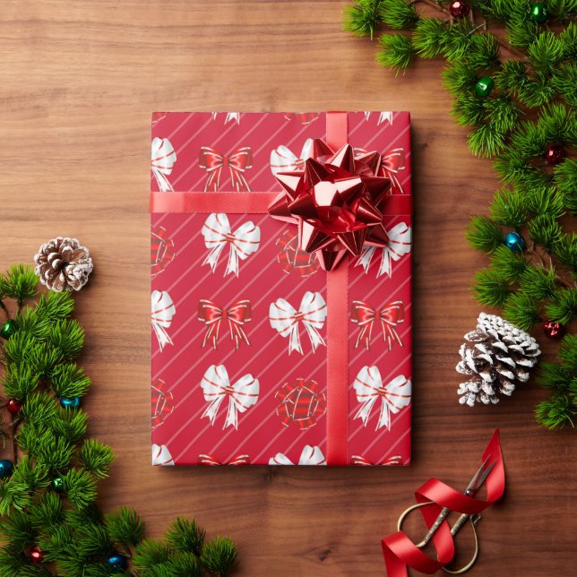 Papier Cadeau Vaches rouges et blanches Vacances de Noël moderne (Cadeau de vacances)