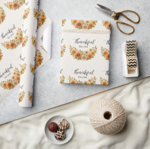 Papier Cadeau Vague d'automne - Automne Floral Thanksgiving