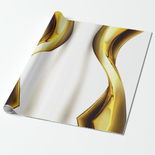 Papier Cadeau Vague d'or sur White Pretty