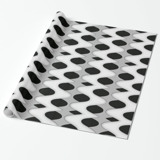 Papier Cadeau Vague noire et blanche (Déroulé)