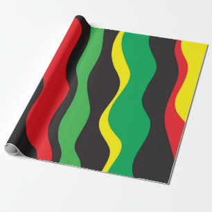 Papier Cadeau Vague rouge de Rasta de noir de vert jaune