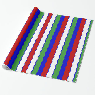 Papier Cadeau Vagues de Noël rouges, blanches, bleues et vertes