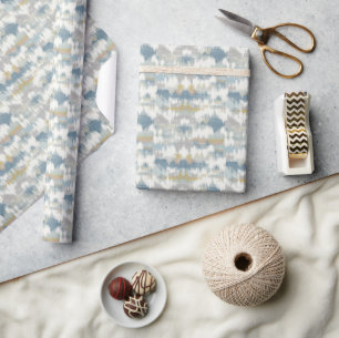 Papier Cadeau Vagues de Nuages Gris Bleu Serein