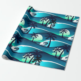 Papier Cadeau Vagues et palmiers
