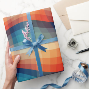 Papier Cadeau Vagues Rétro Colorées Vintage
