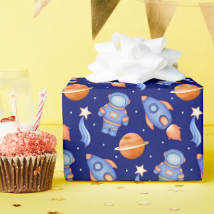 Papier Cadeau Vaisseau spatial & Planètes Garçons Anniversaire A