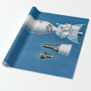 Papier Cadeau Vaisseau spatial vintage et Rocket de la NASA