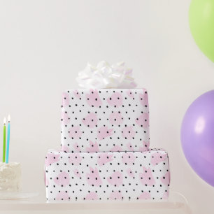 Papier Cadeau Valentin rose et noir