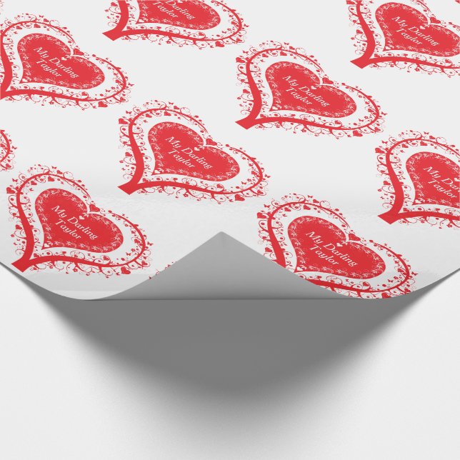 Papier Cadeau Valentine arbre à coeur rouge nommé emballage cade (Coin)