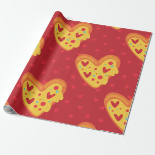 Papier Cadeau valentine coeur pizza amour cuisine italienne