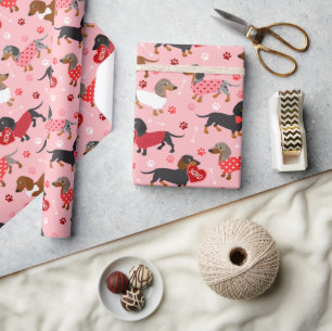 Papier Cadeau Valentine Dachshund