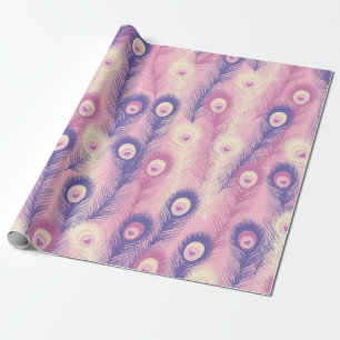 Papier Cadeau Valentine Peacock Feather Motif sans couture en ro