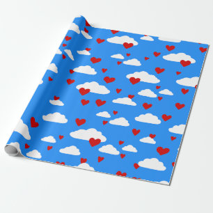 Papier Cadeau valentines coeur nuages ciel amour romantique