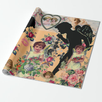 Papier Cadeau VALENTINE'S DAY ANGELS IN PEACH Wrapping Paper
