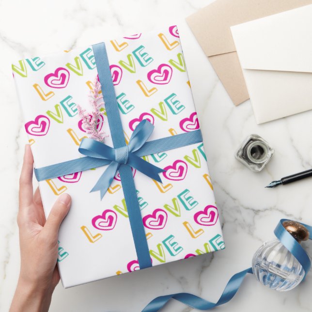 Papier Cadeau Valentine's Day Envelopper Papier Coeurs d'amour (Cadeaux)