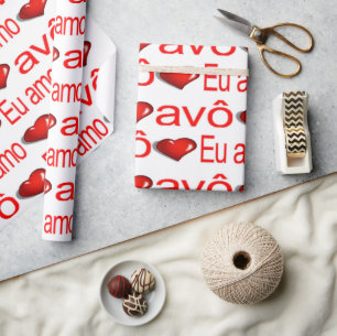 Papier Cadeau Valentine's Day Wrapping Papier Eu amo avô Coeurs