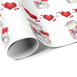 Papier Cadeau Valentine's Day Wrapping Papier Kitten
