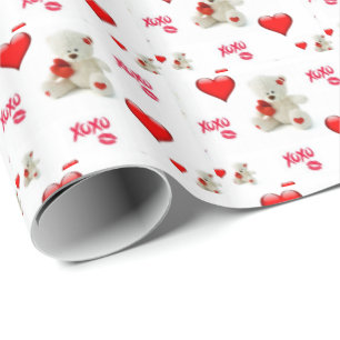 Papier Cadeau Valentine's Day Wrapping Papier Teddy Ours