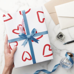 Papier Cadeau Valentines jour rouge et blanc motif coeur
