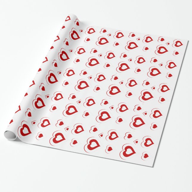 Papier Cadeau Valentines Motif de coeur (Déroulé)