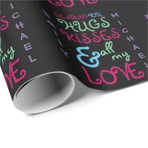 Papier Cadeau Valentines personnalisées Modern Funky TEXTE 2