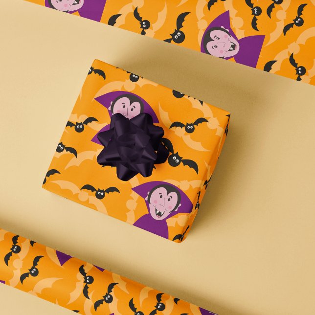 Papier Cadeau Vampire Dracula Halloween Kids Cute Bats (Créateur téléchargé)